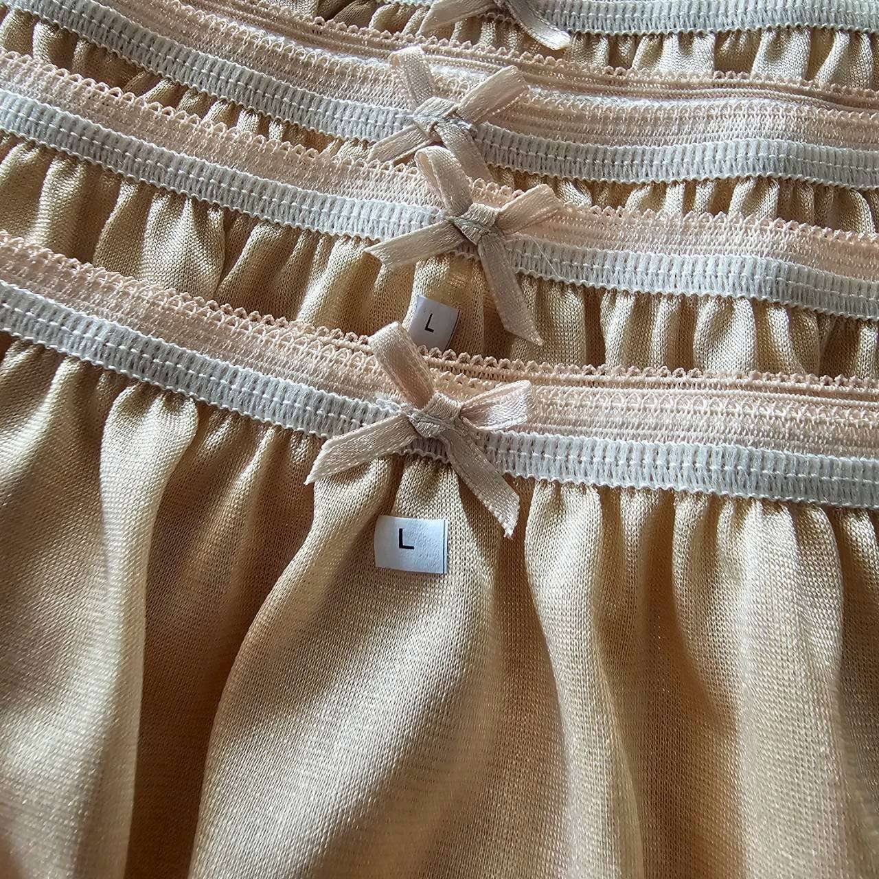 6 Beige Bikini Nylon Panties Underwear Woman Mid-Waist Soft Briefs Hip 34″-38″L