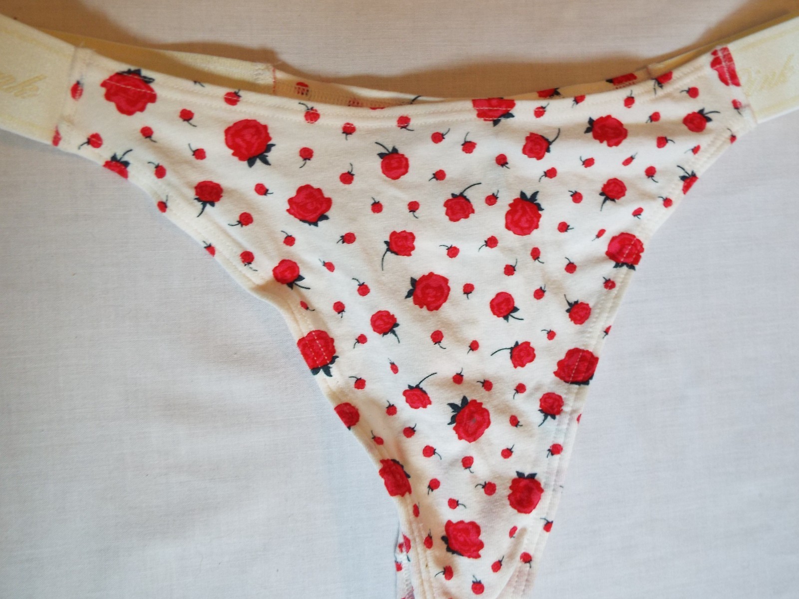 NWT Victoria’s PINK No-Show Cheeky Panty Winter White Rose Floral Print M