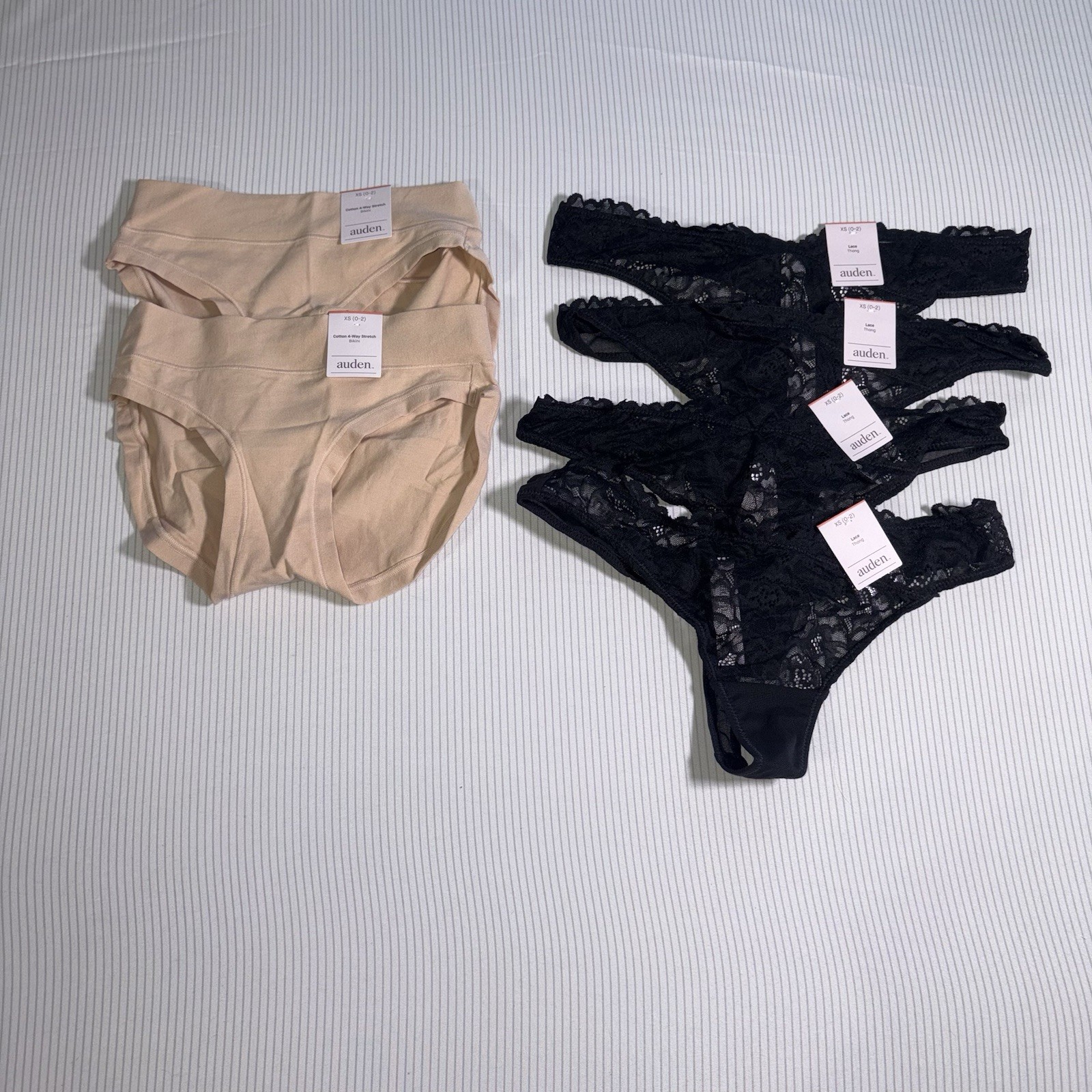 5 Pack Extra Small XS Auden Women’s Underwear Black Lace And Cotton Nude Full