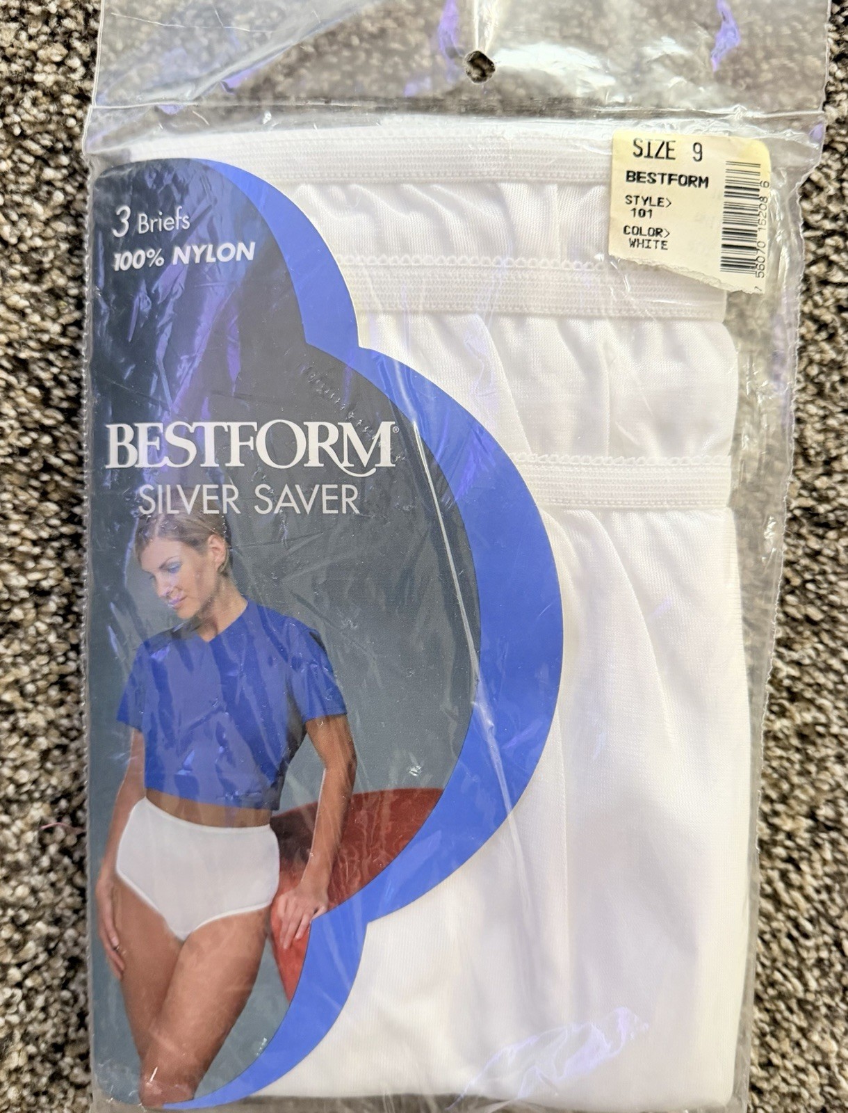 BESTFORM Sz 9 Silver Saver Vintage 100% Nylon Briefs 3 Pack New