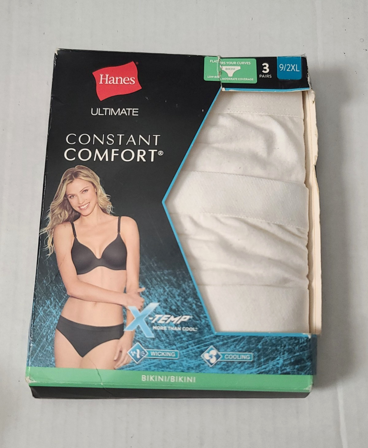 Hanes Ultimate Constant Comfort X-Temp Bikini Panty 3 Pk White Sz 9/2XL NEW