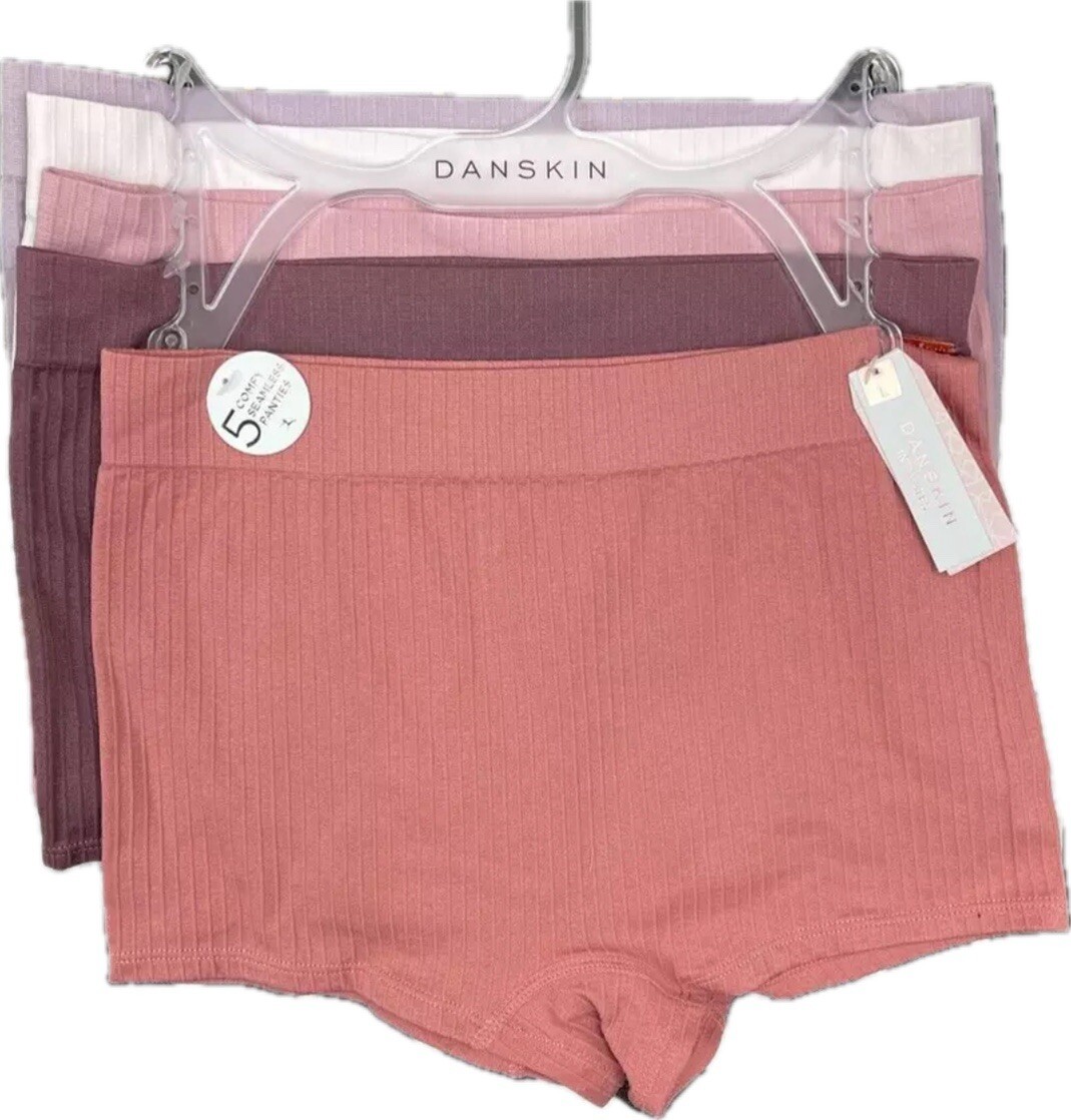 Danskin L Array Of Autumn Colors Ribbed Seamless Mid-Waist Brief Panties-5-Pk