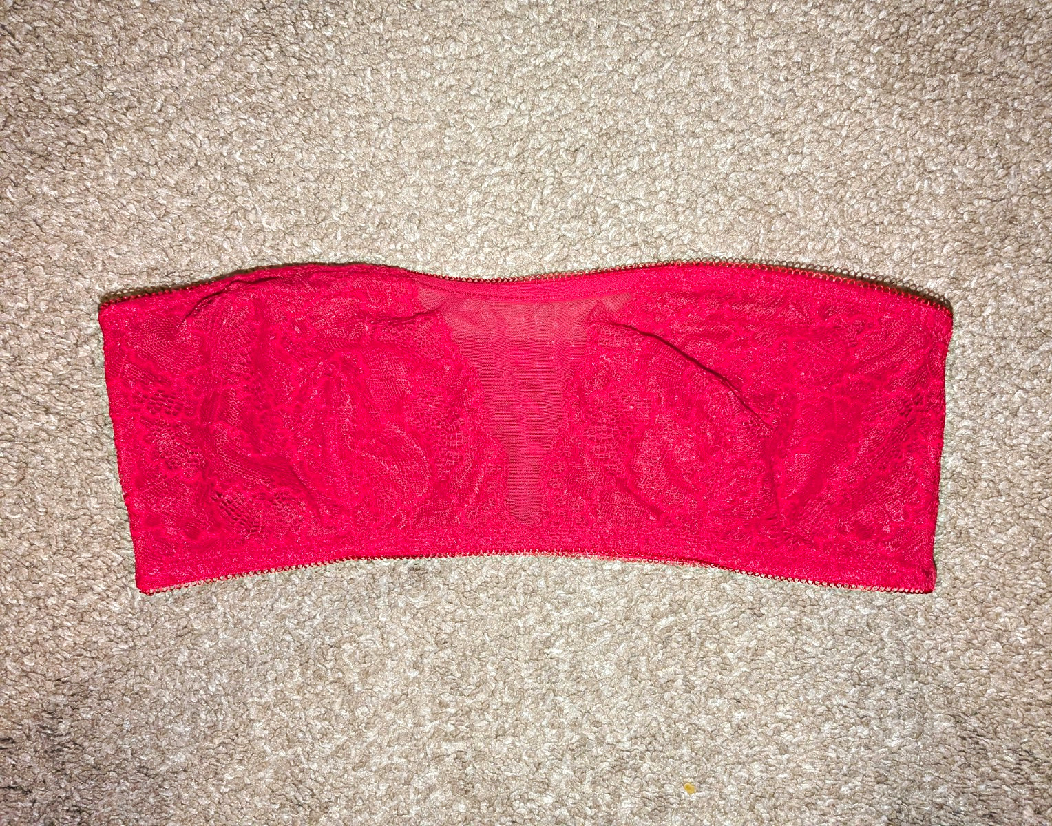 Intimately Free People Red Sheer Mesh And Lace Floral Bandeau Bra Size M Pull On
