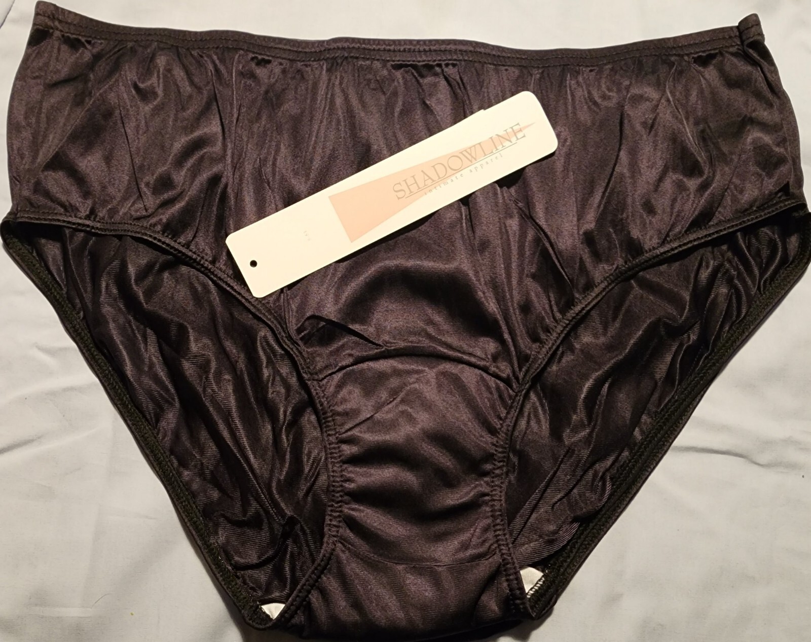 3 Pair Size 8 Black 100% Nylon ShadowLine Hidden Elastic Hipster Panty