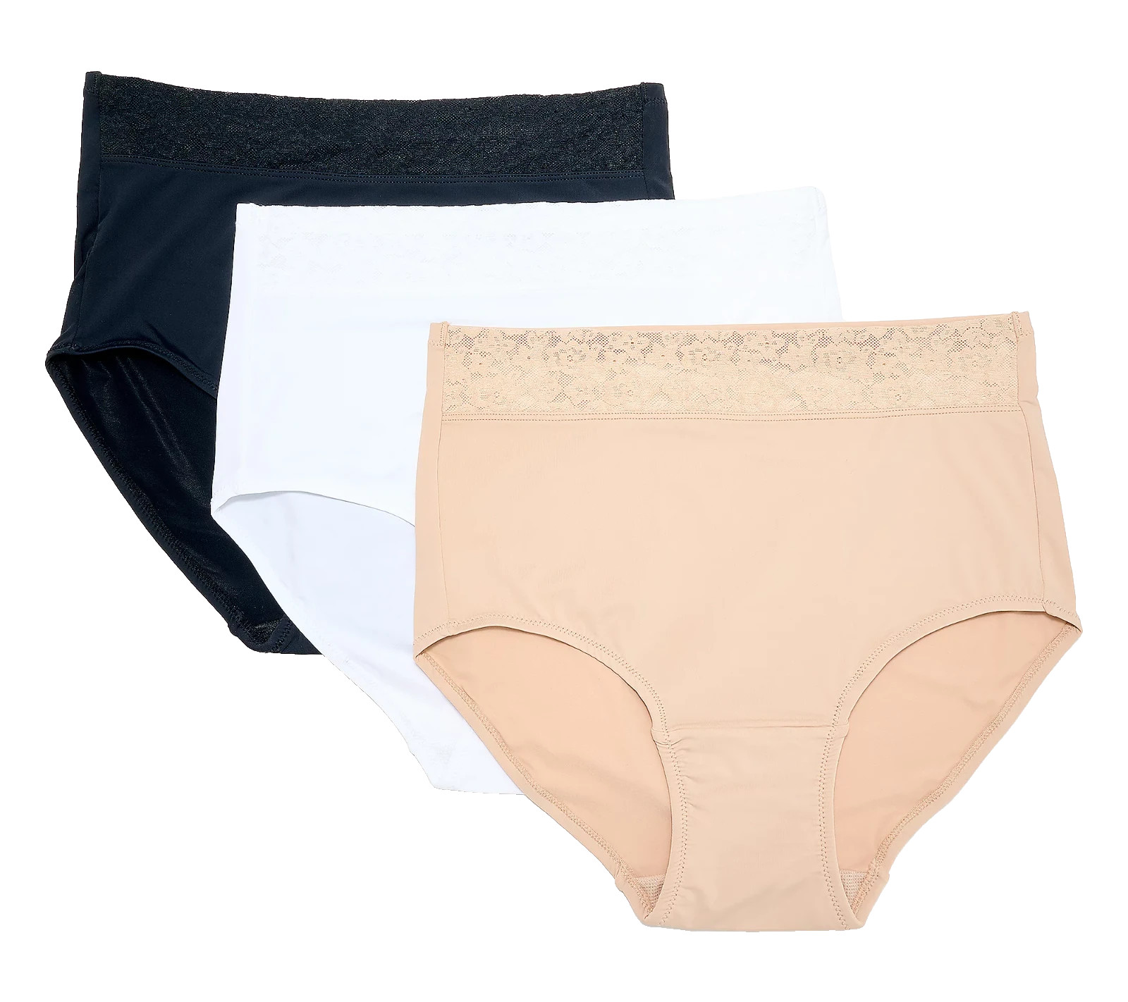 Breezies~Set of 3~Lace Elegance Smooth Briefs~Large~Basic~A673280 11639