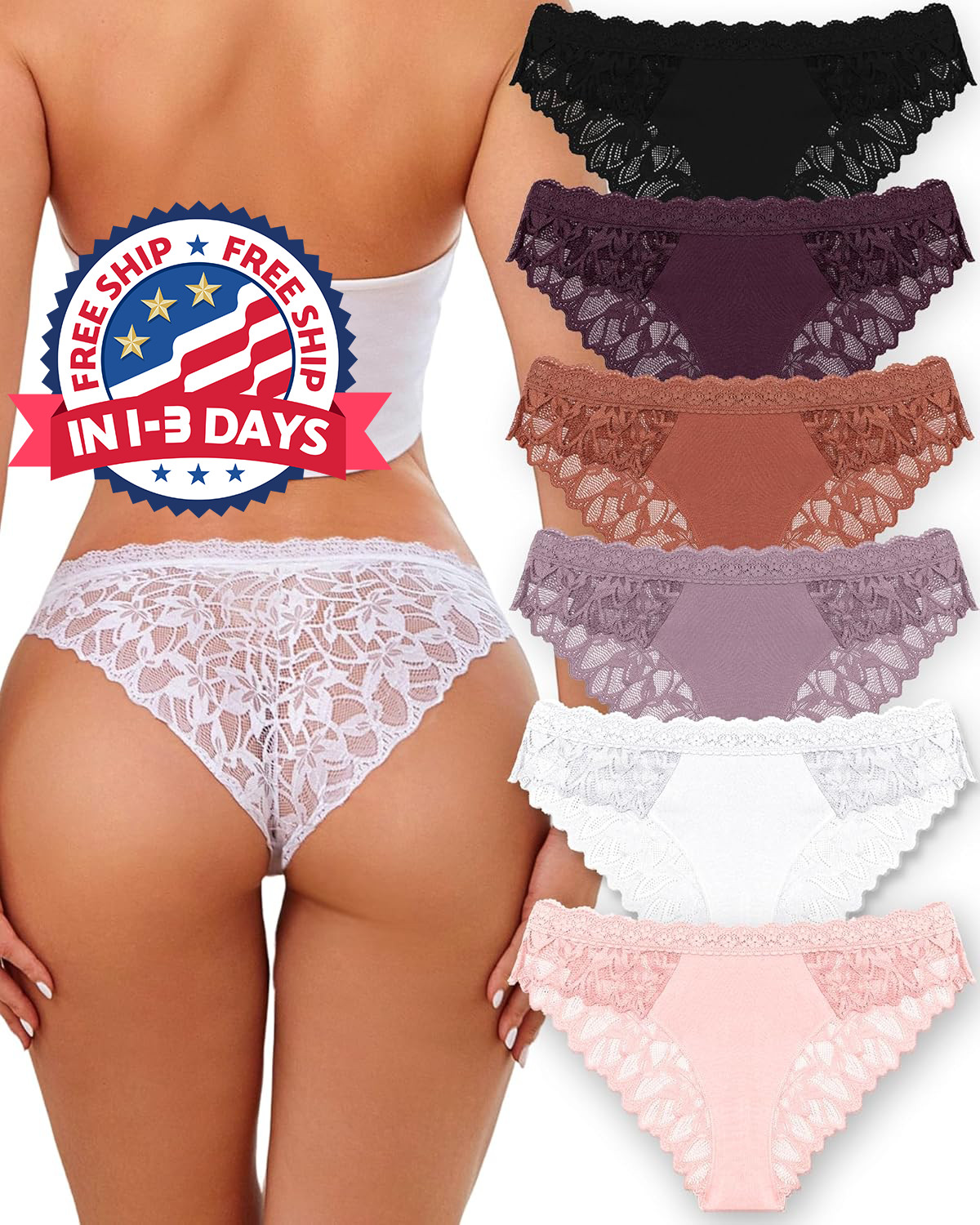 6 Tangas de Encaje suave Floral Ropa Interior Sexy Bragas de Moda para Mujer NEW