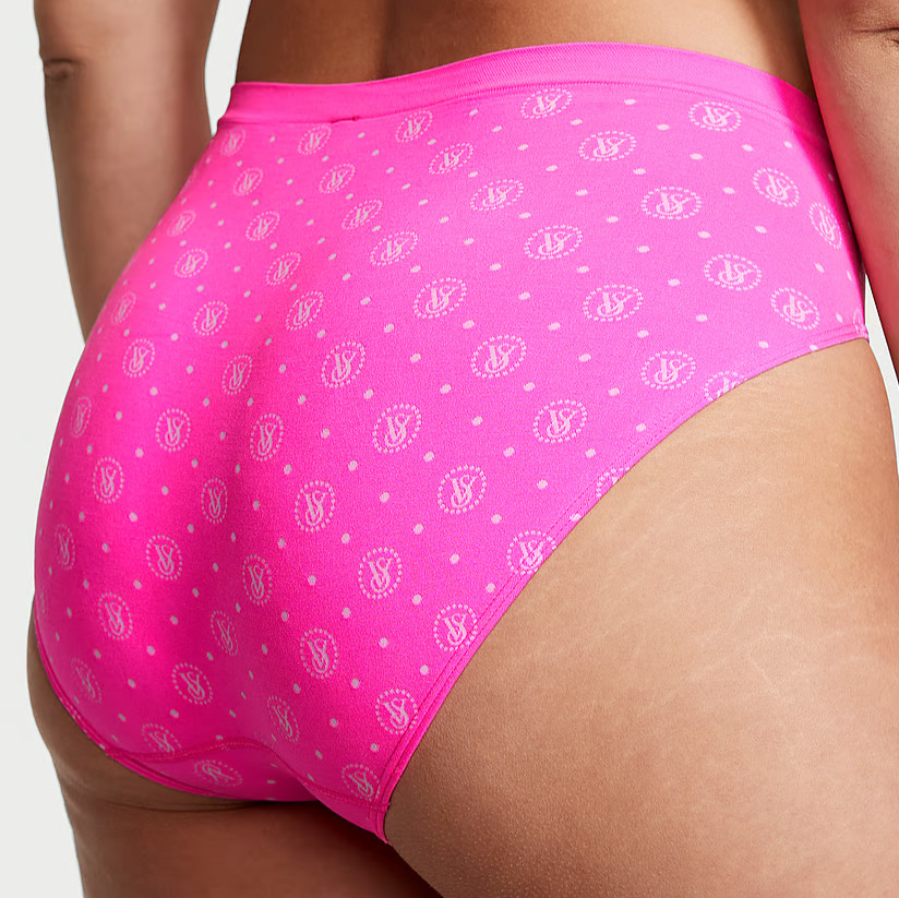XS Hot Pink LOGO SEAMLESS NO SHOW Victorias Secret High-Leg Waist Brief Panty
