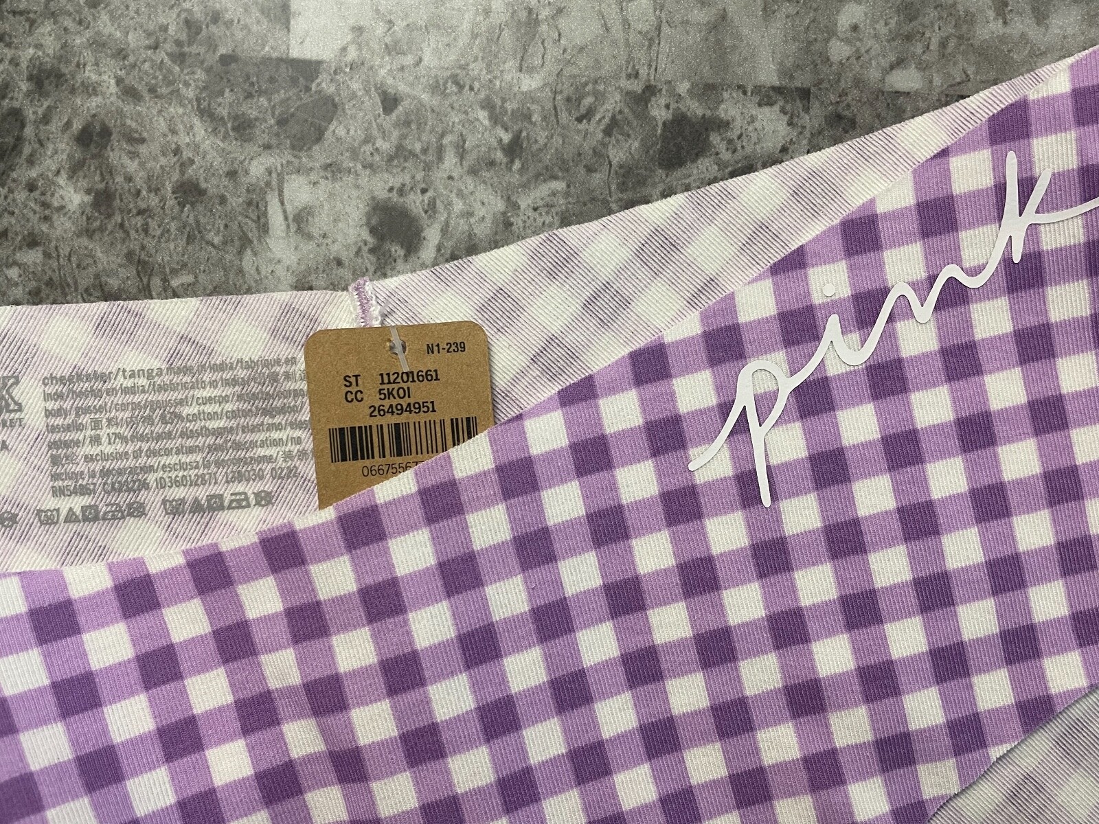 NWT VICTORIA’S SECRET PURPLE GINGHAM PLAID COTTON ELASTANE BLEND CHEEKY PANTIES