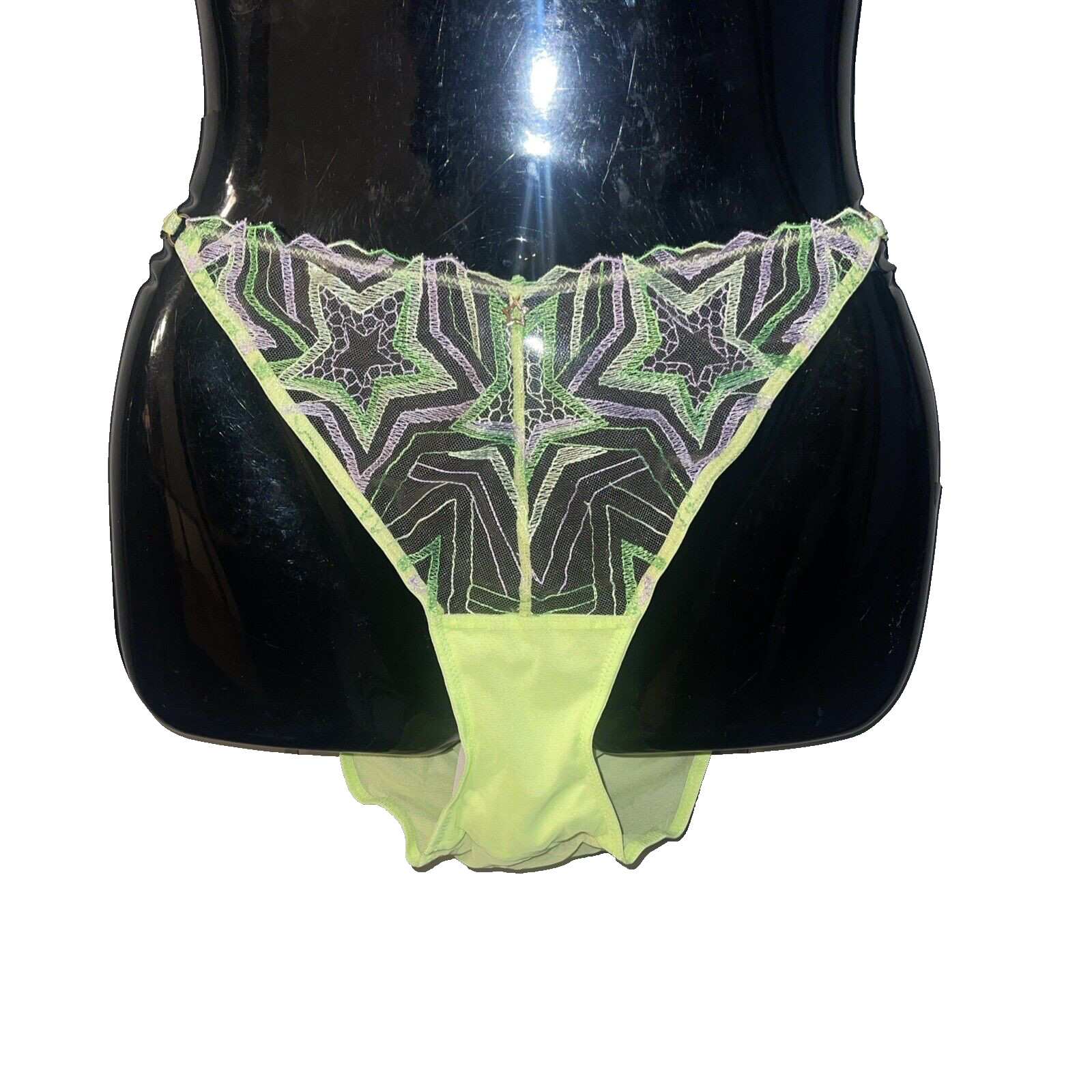 NWT Savage Fenty String Bikini Panty Green Mesh 1X Sissy Whimsical Stars Fairy