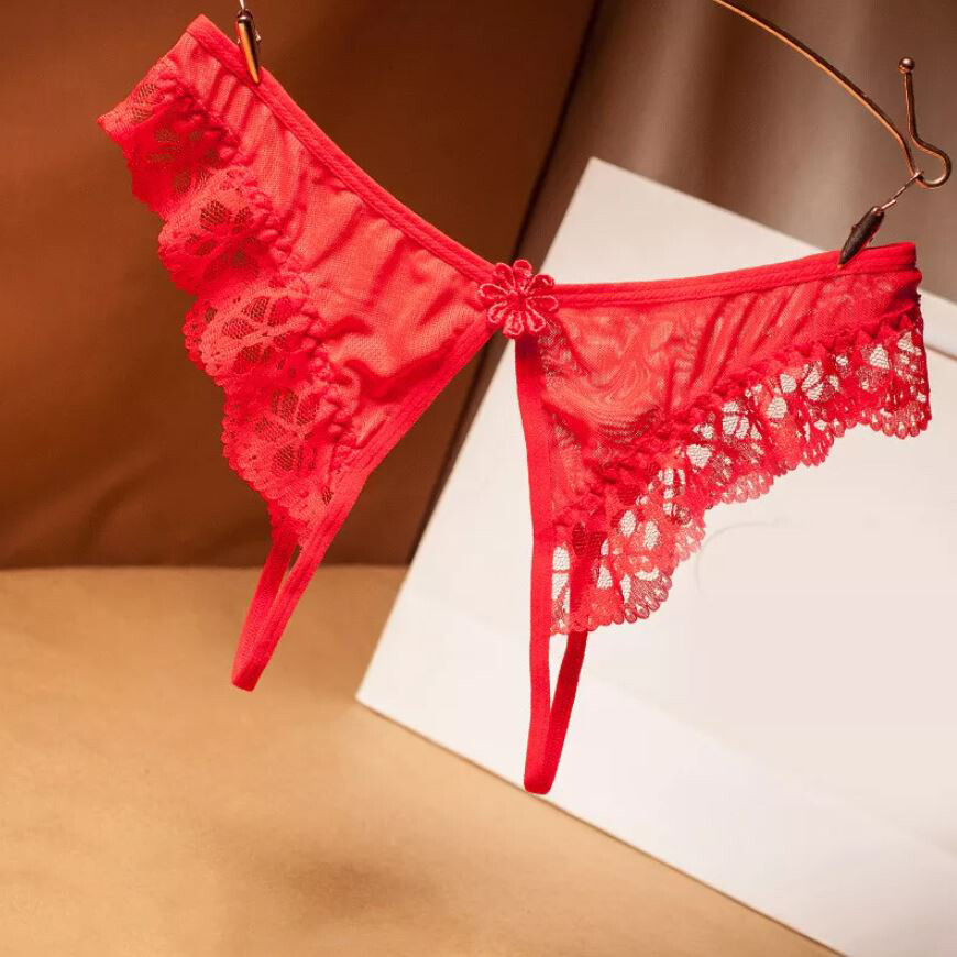 Womens Panties Lace Floral Crotchless Thongs Underwear Lingerie G-String Briefs