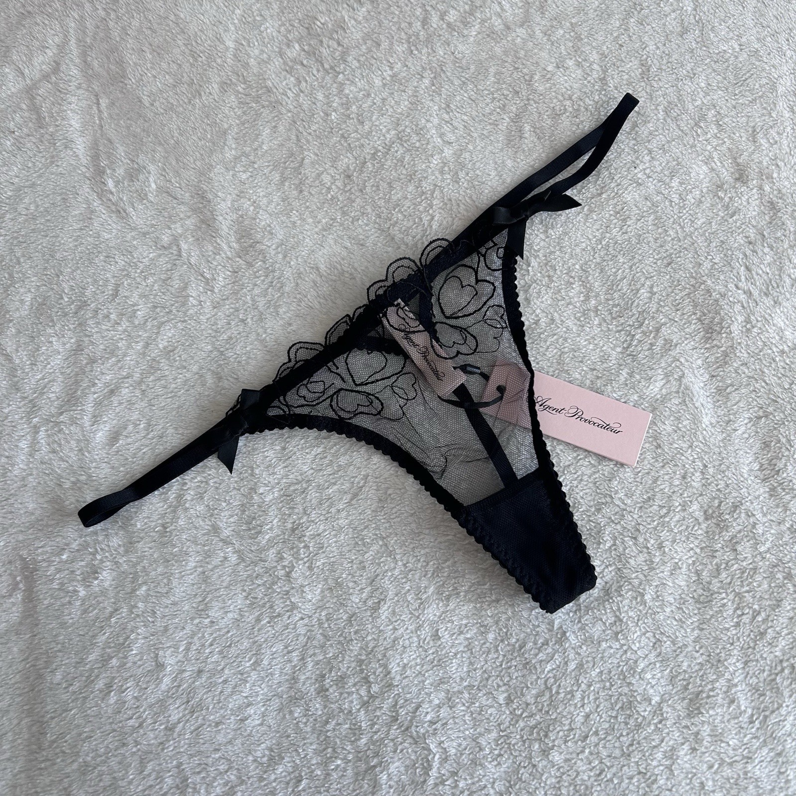 AGENT PROVOCATEUR Maysie Women’s Thong Embroidered In Black Sz 4 (US 8) NWT