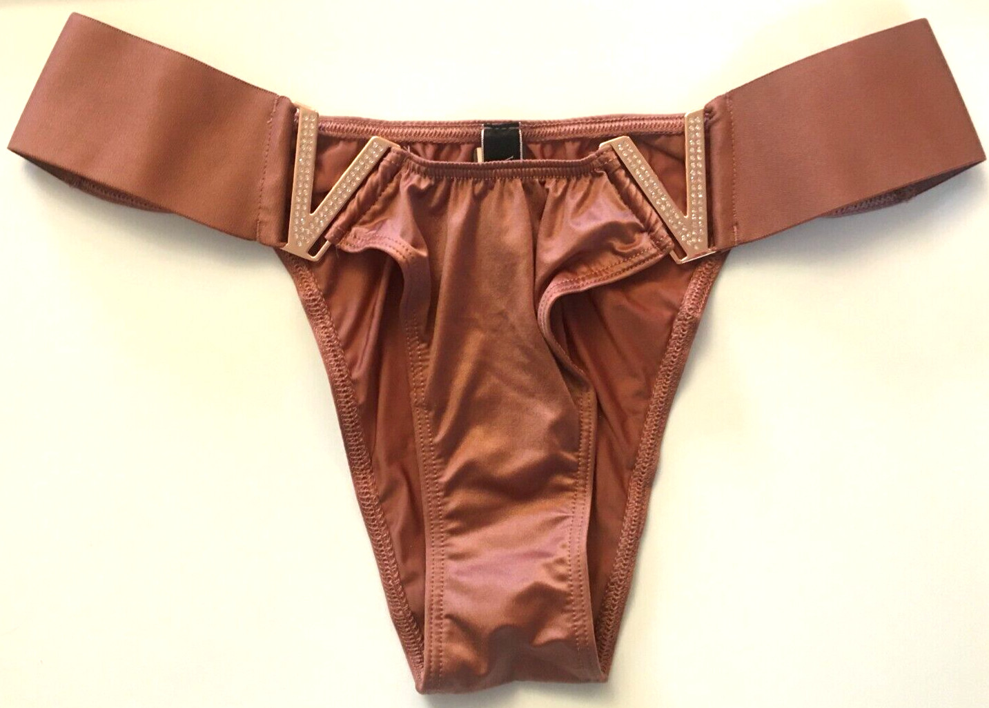 Victoria’s Secret Very Sexy Clay Bombshell Sparkly Gold V Brazilian Panties SZ S