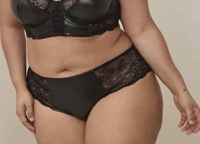 Torrid 3 3X Black Faux Leather Lace Mid Rise Hipster Panty ONLY Plus Size 22-24