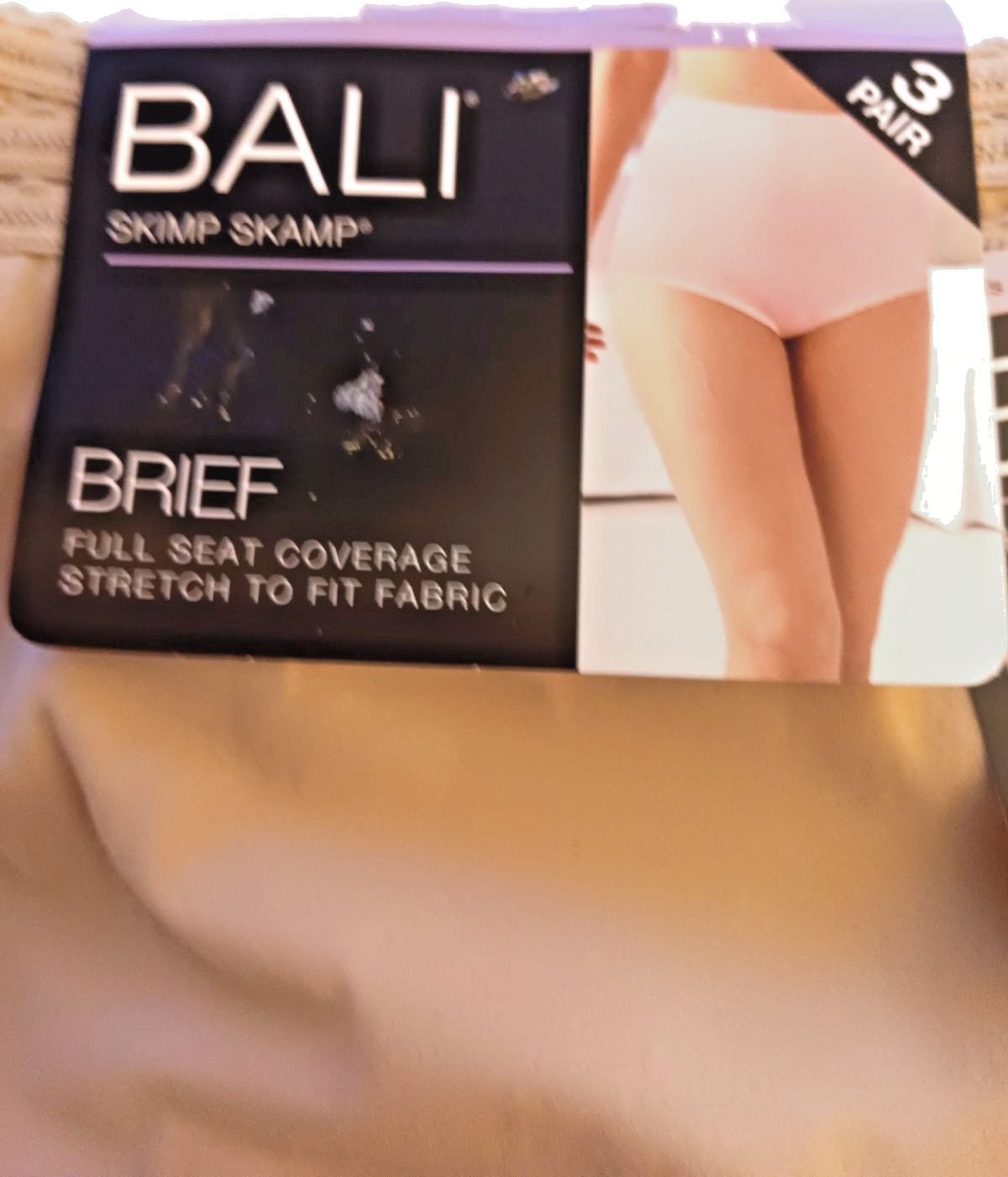 3 Pairs BALI Skimp Skamp Full Brief Wide Gusset Stretch Panties BLACK 4XL/11 NWT