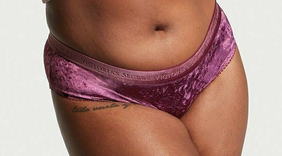 XL Purple RaspBerry FULL VELVET RARE Victorias Secret LOGO Heart Hiphugger Panty