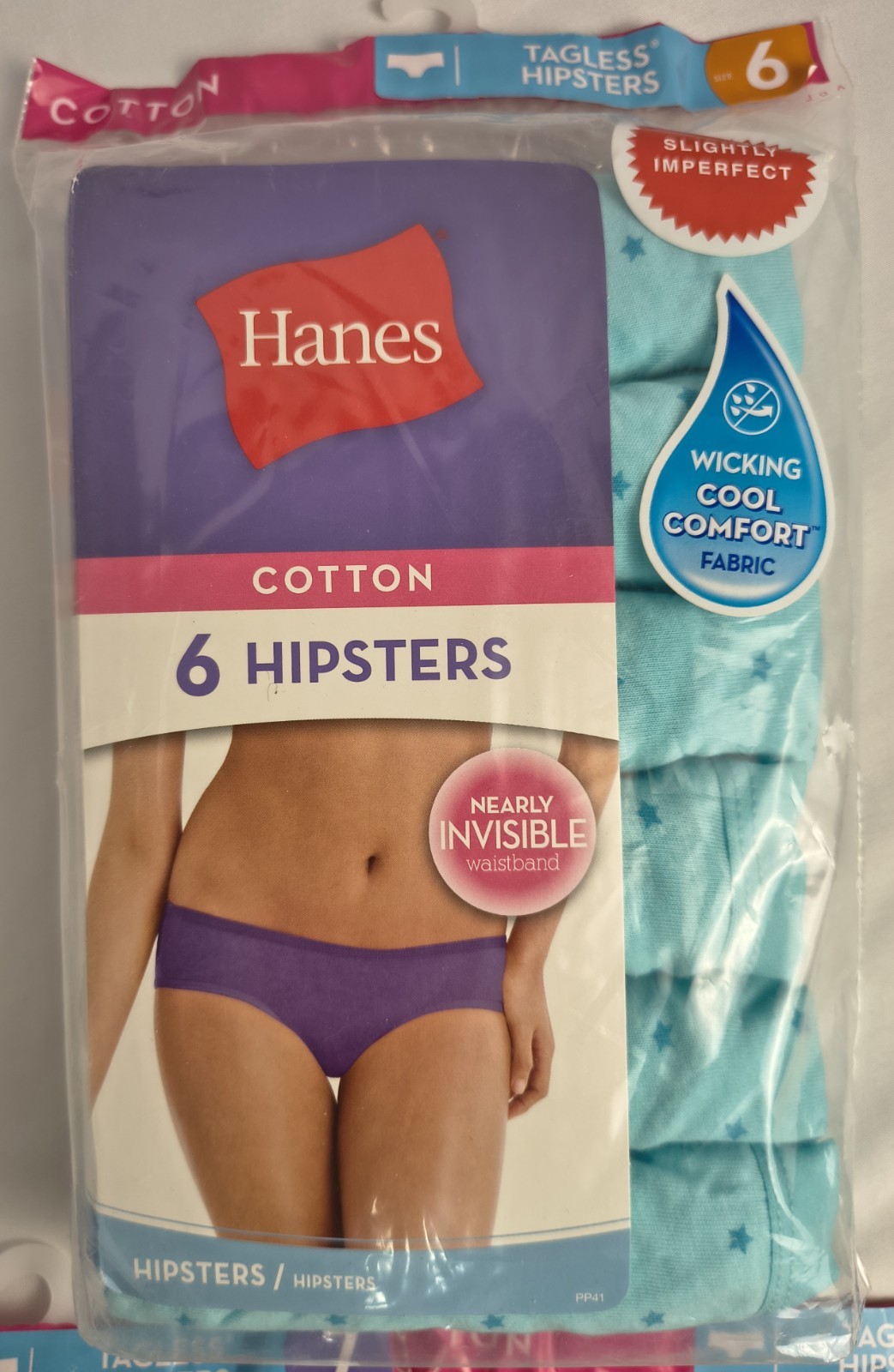Hanes 6 Pack Womens Cotton Hipster Panties Tagless Cool Comfort Slightly Imperf