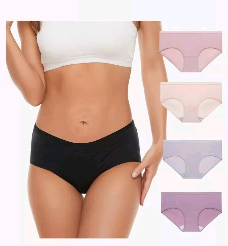 Teerfu 5 Pack Women’s Tagless Cotton Briefs, Mid Waist Soft Stretch Underwear. L