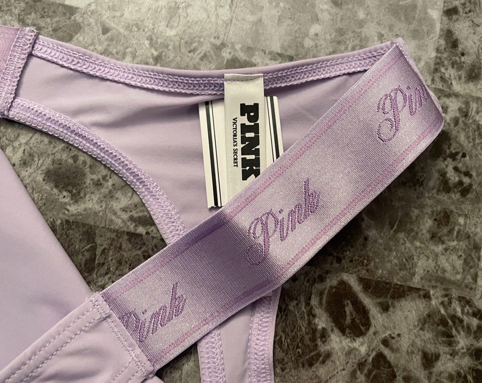 NWT VICTORIA’S SECRET PINK SMOOTH LAVENDER PURPLE THICK SIDE STRAP THONG PANTIES
