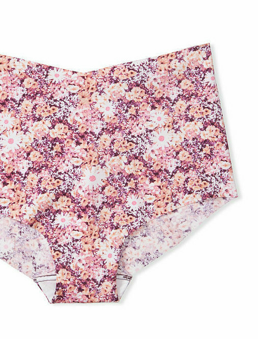 XL Purple Pink Floral NO SHOW Edge Victorias Secret High Waist Midi Brief Panty