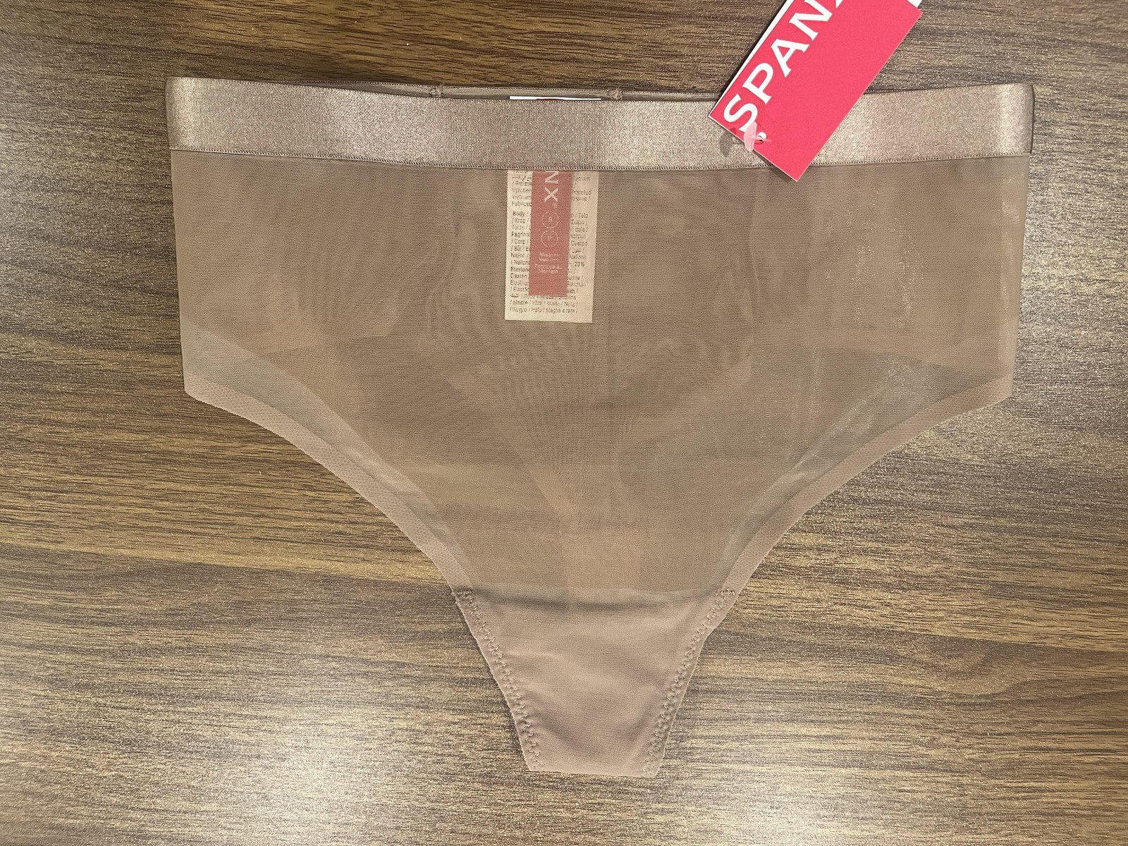 SPANX Supersmooth SheerSense Thong Womens Small Beige Sheer Shaping Underwear