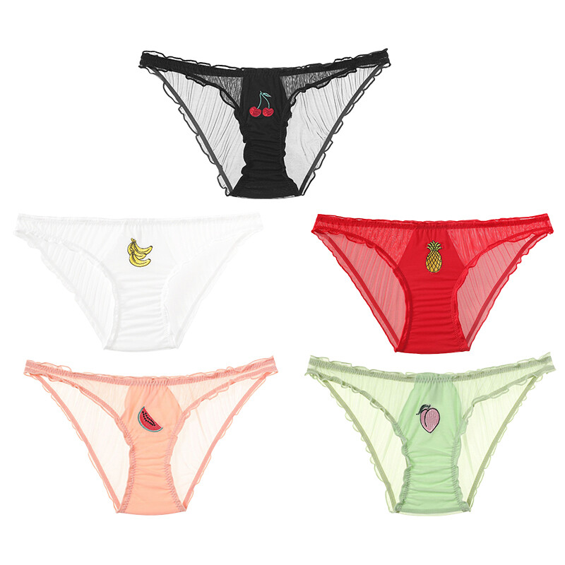 Cute Mesh Underwear Women Sexy Lace Low-waist Pantie Perspective Triangle Pants.