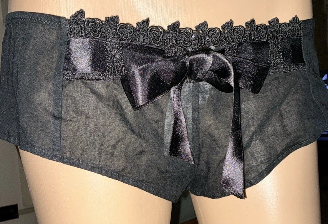 NWT Intimissimi BLACK Floral Front Ribbon ACC’T Bikini COTTON Panties US: Small