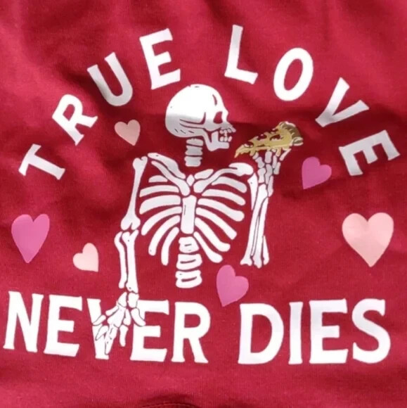 TORRID BOYSHORT PANTY RED SKELETON PIZZA TRUE LOVE NEVER DIES NEW SIZE 3 22W 24W