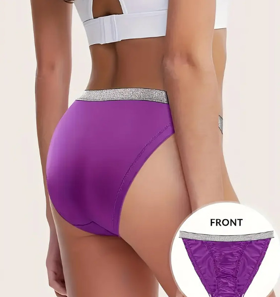 4 Pack Liquid Satin Panty Hot Sexy Naughty Slippery Glitter Strap Size M 🔥