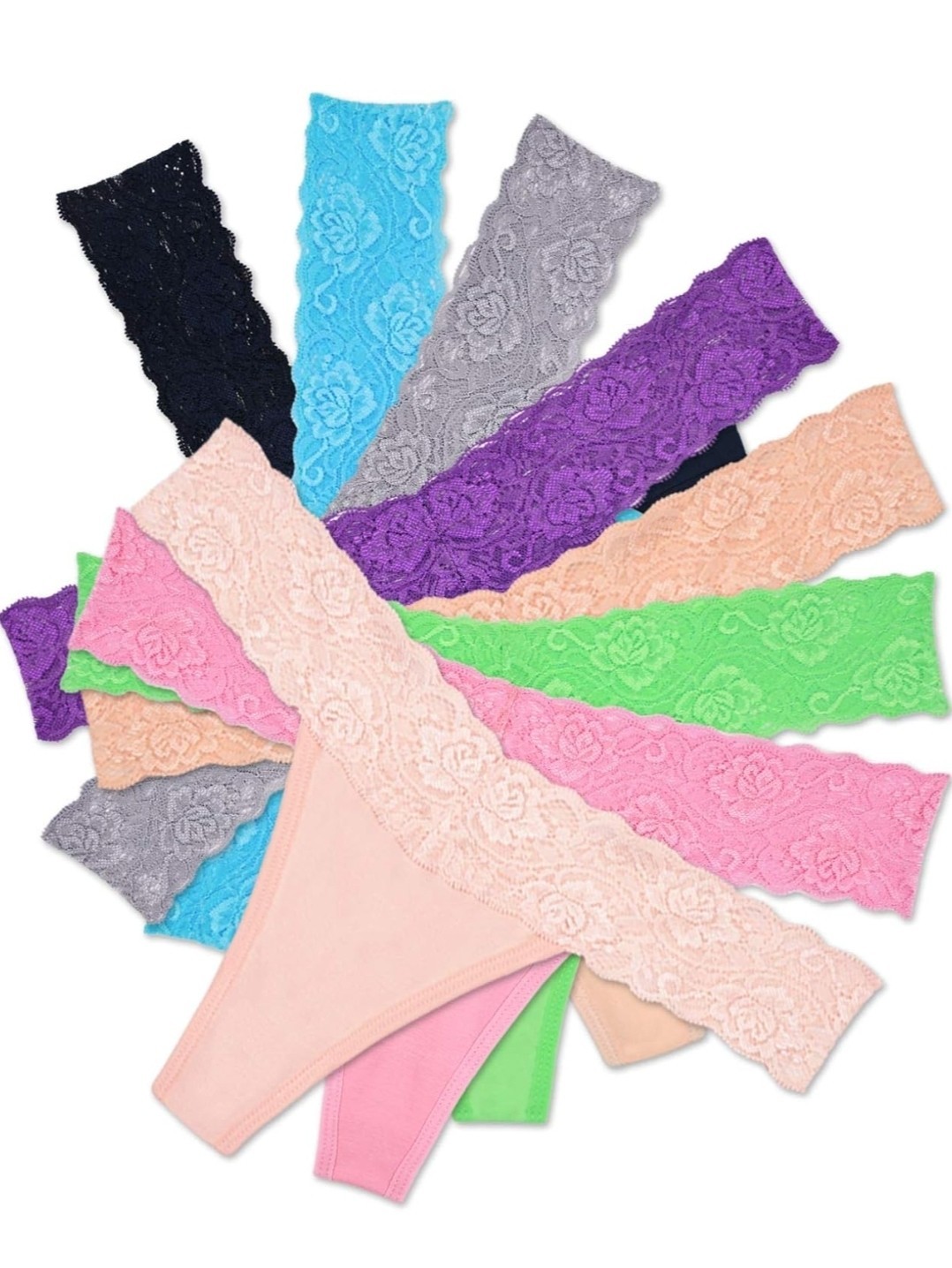 8 Pcs Sunm Boutique Lace Thongs for Women Thong Underwear Lace Panties X-Large