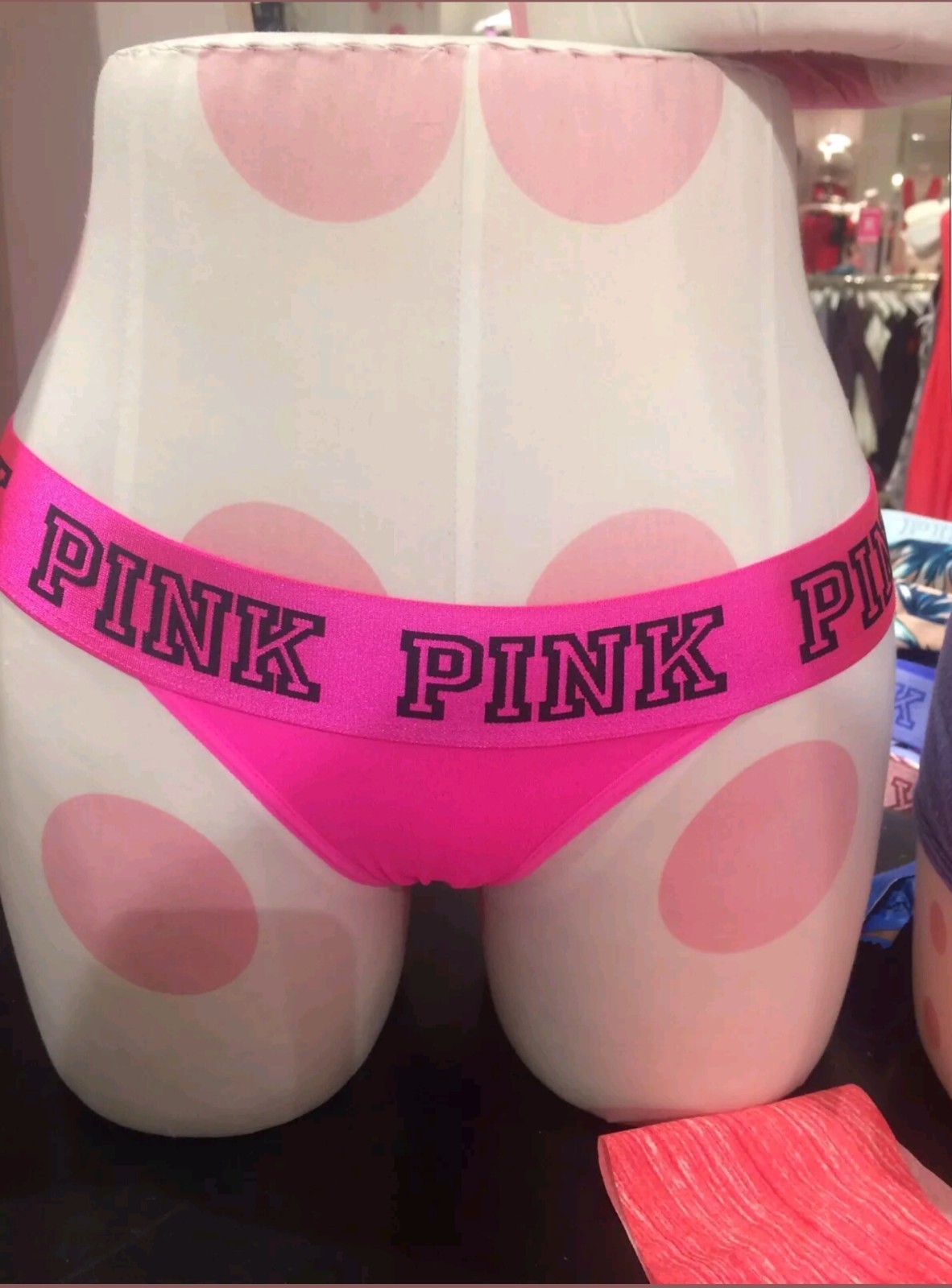 VS PINK Rare 2017 Bikini Panties NWT Thick Logo Band Extra Low Rise Pink Color M