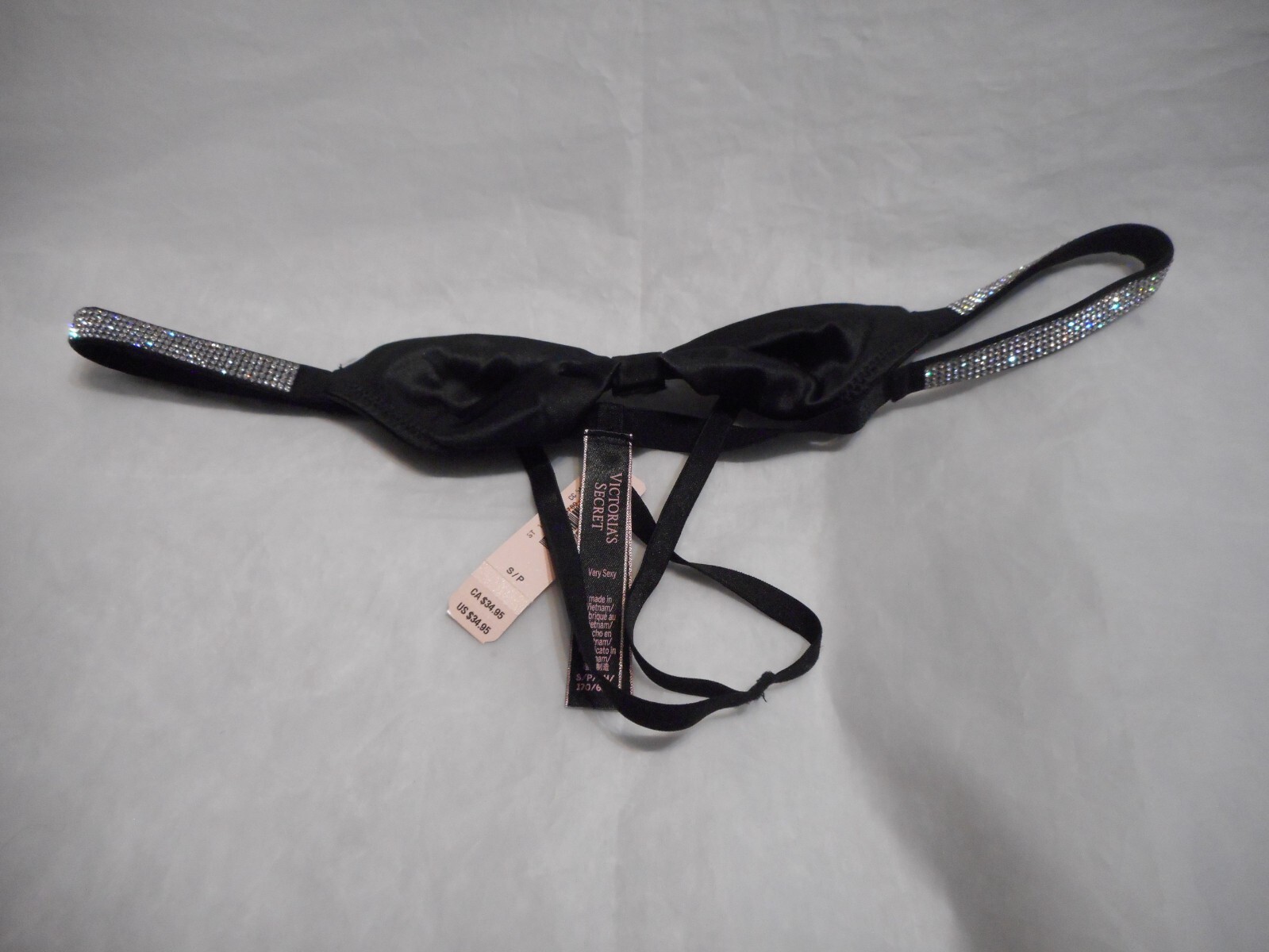 Victorta’s Secret Very Sexy Bow Tie Shine Strap Rhinestone Panty S/P,M,& Large