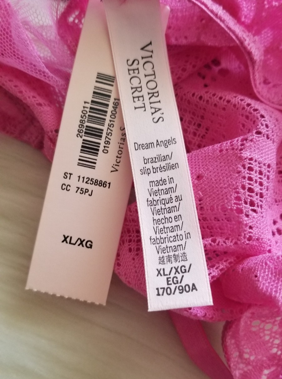 VICTORIA’S SECRET DREAM ANGELS RHINESTONE HEART STRING BRAZILIAN PANTY XL PINK
