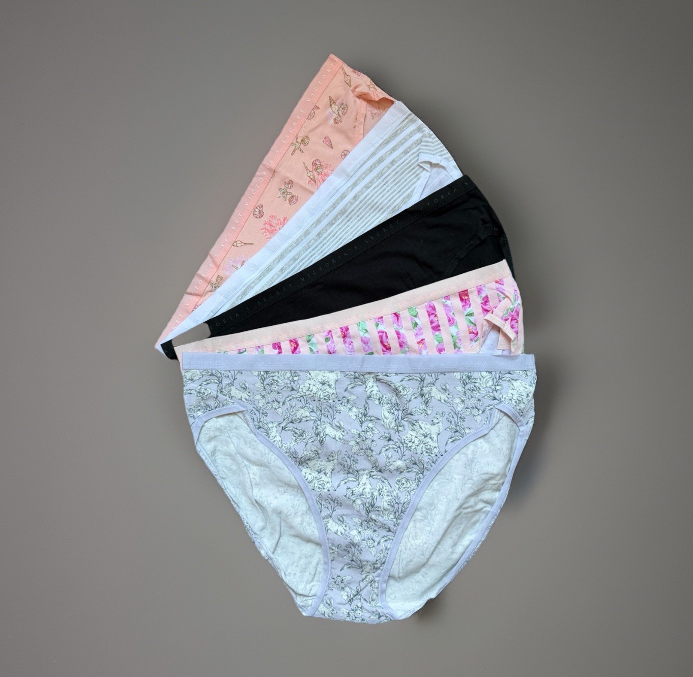 5-Pack Victoria’s Secret sz L High-Leg Brief Cotton Logo Panty Bundle Set Lot