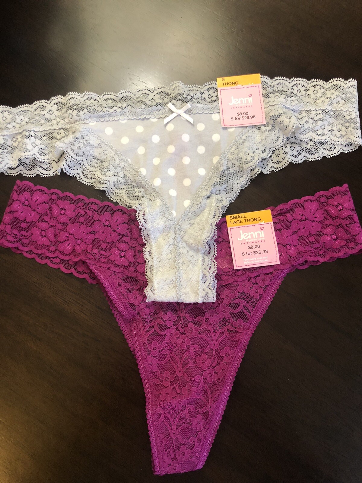 Jenni by Jennifer Moore Thongs Panties 2 Pr Underwear Small NWT