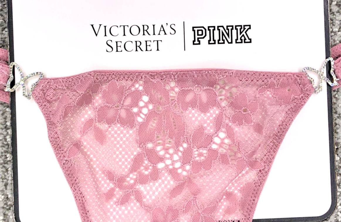 Victoria’s Secret Dream Angels NWT XXL Pink Butterfly Lace Thong Panty Bling