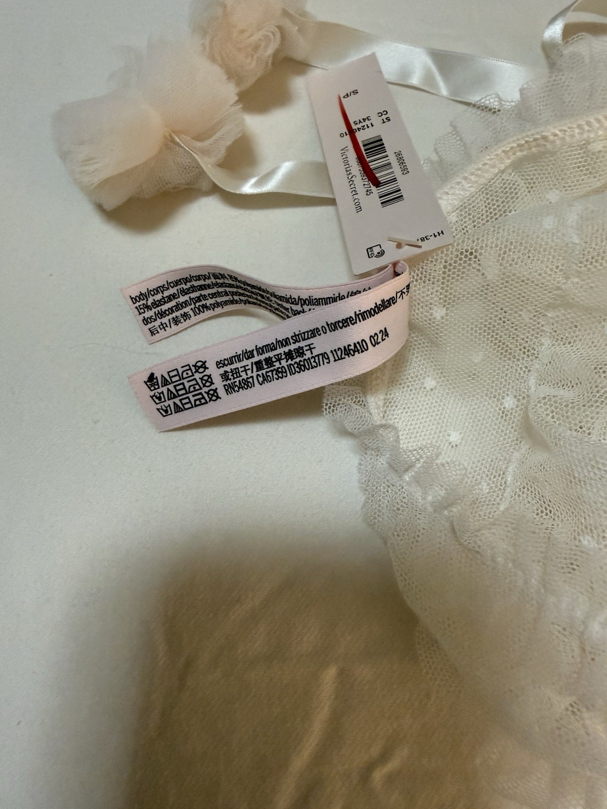 Victoria’s Secret Tease NWT Medium White Bridal Pom Pom Side Tie Bikini Panty A