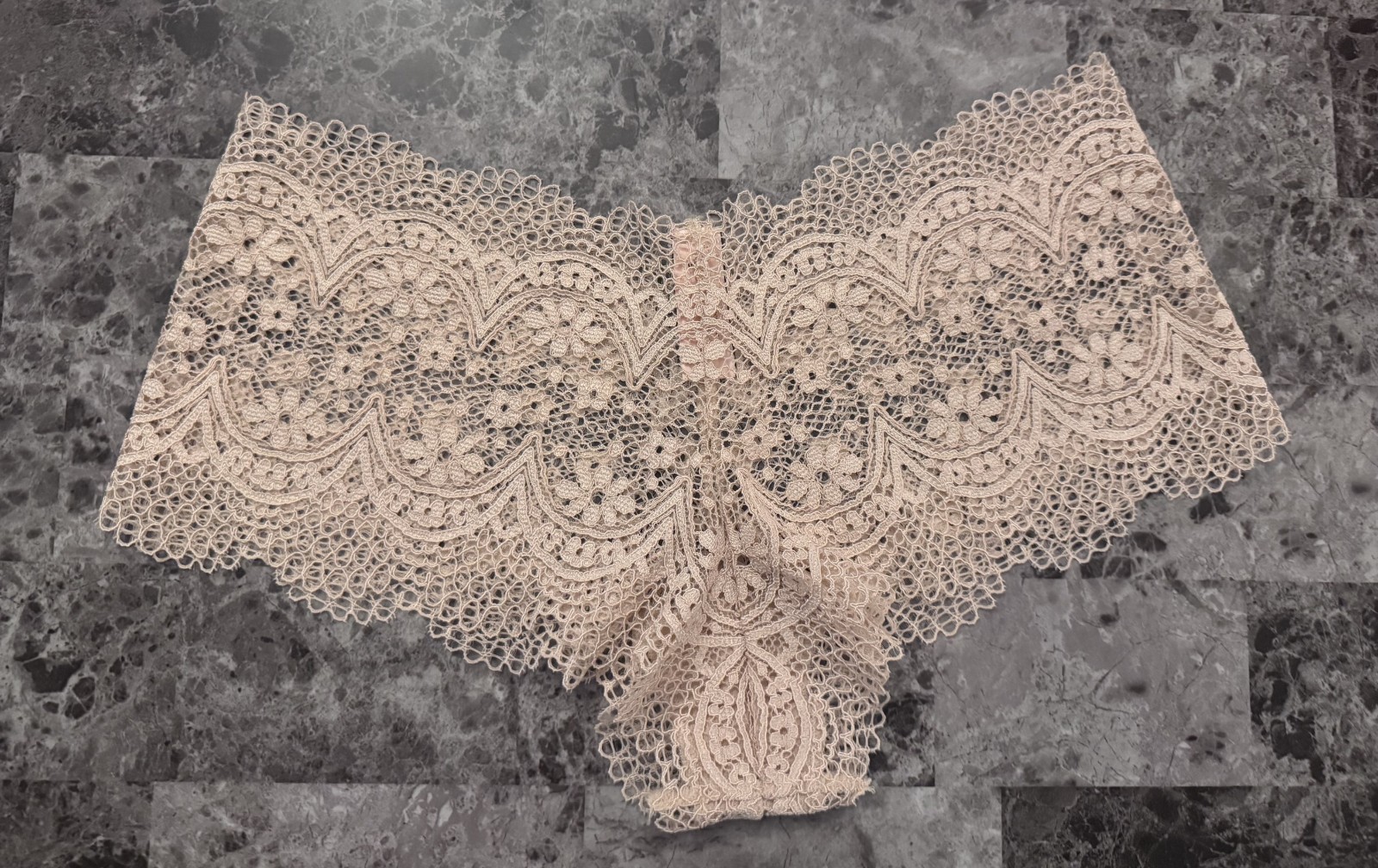VICTORIA’S SECRET M BEIGE NUDE CROCHET FLORAL LACE RARE SHORTIE BOYSHORT PANTIES