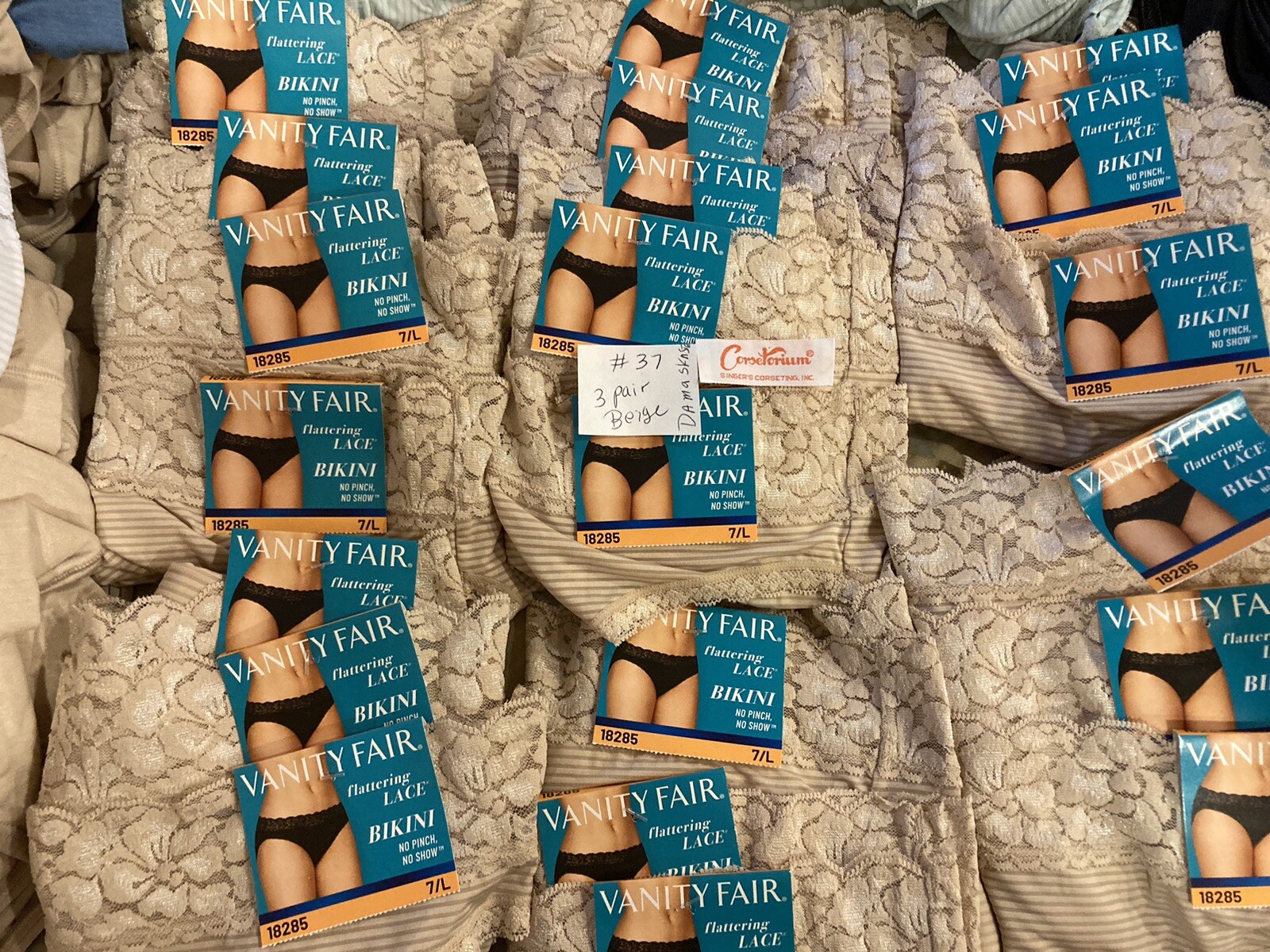 Lots 3 or4 pairs Vanity Fair 18285 Flattering Lace Bikini Panty sizes 6,7,8 NWT