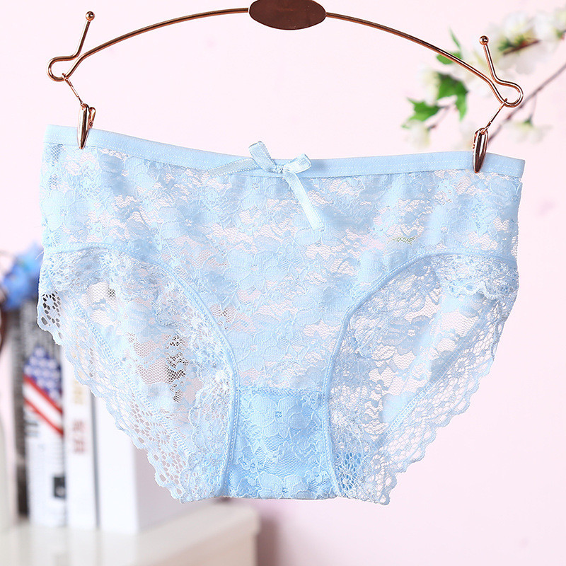 2pcs Sexy Girlie Underwear Lace Hollow Briefs Women Lace Transparent Knickers