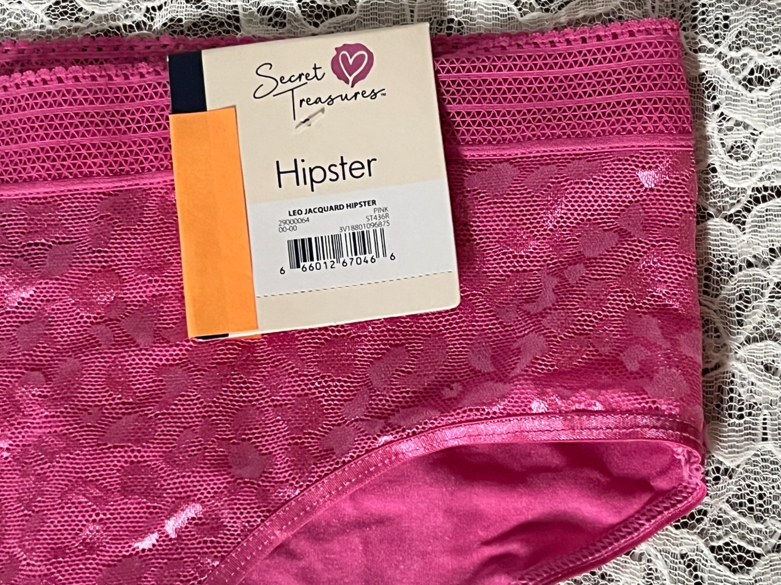 Secret Treasures Hot Pink Hipster Panties Soft Stretch Lace Size Large