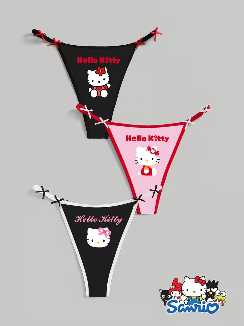 Sanrio Hello Kitty Pink Cute Cartoon Kawaii G-String Thong Panties – Pack of 3