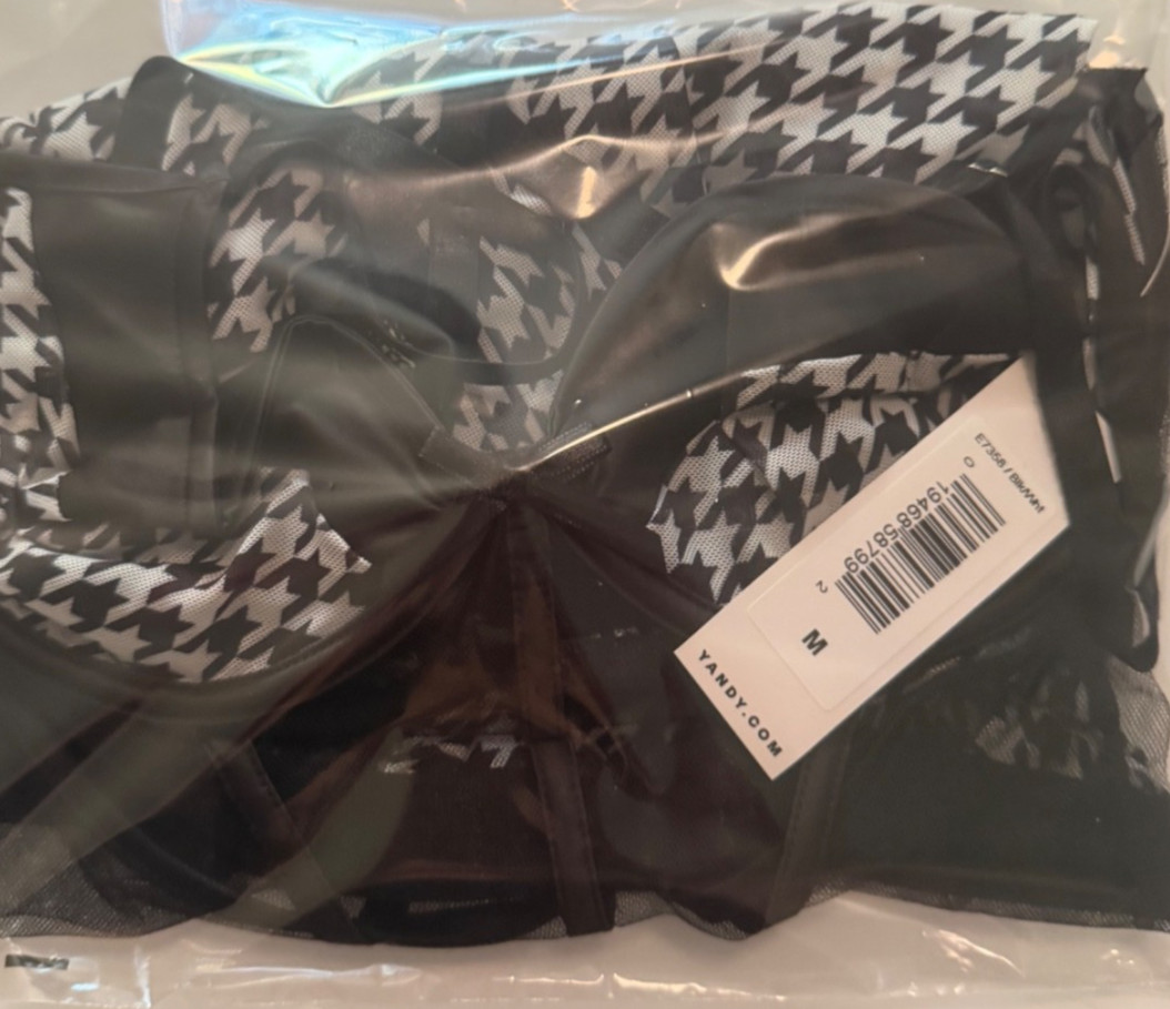 Lace Babydoll Black White adjustable strap M thong New