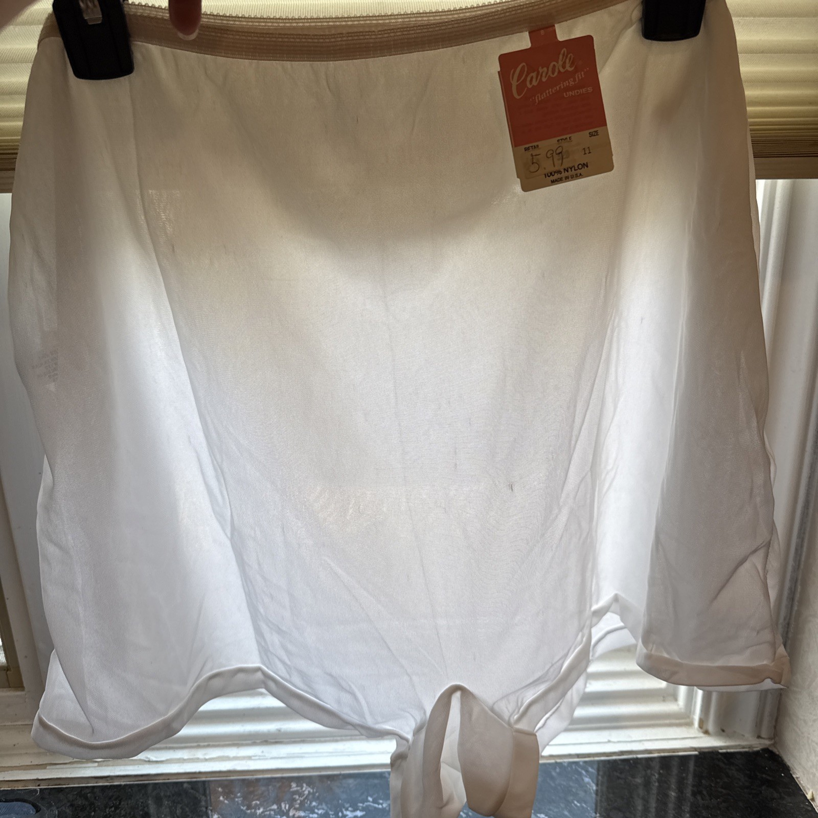 Vintage Carole Nylon Long-Leg Briefs Panties White Lingerie Boy Shorts 11