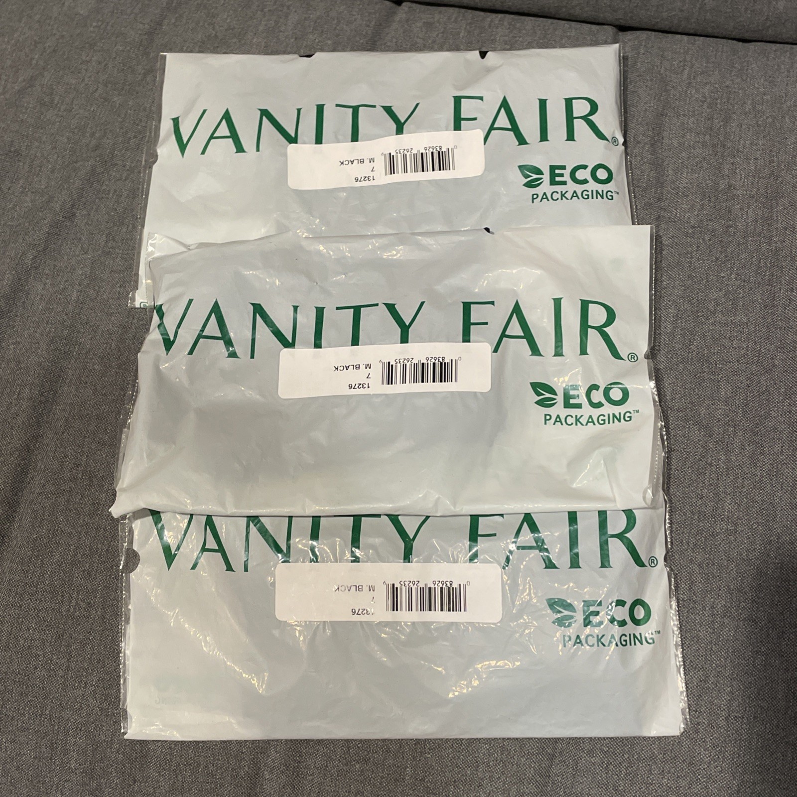 3 Pack Vanity Fair Effortless Buttery Lace Brief Panty Black 13276 Womens Sz 7/L