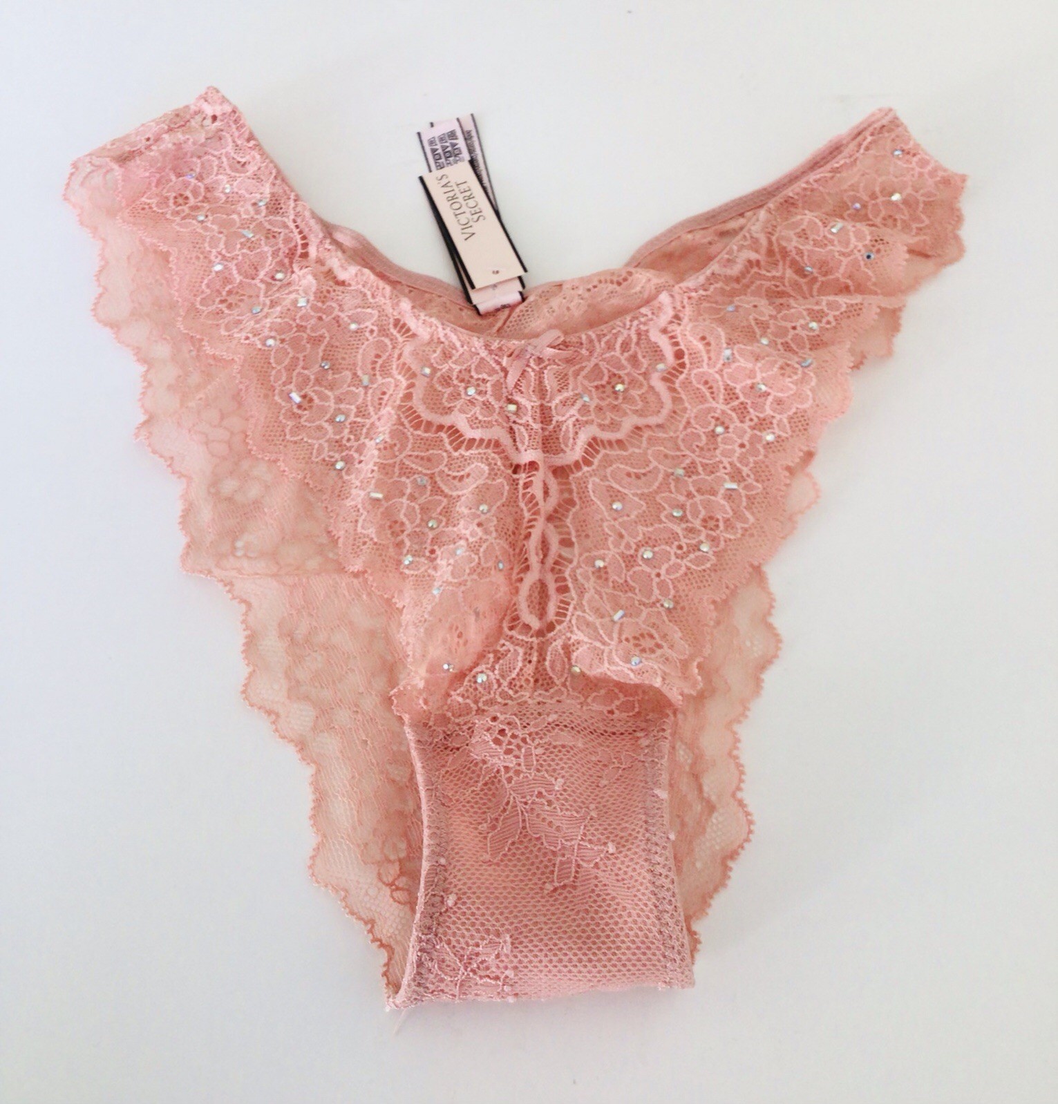 NEW Victoria’s Secret DREAM ANGELS Brazilian Slip Panties-Pink Lace/Stones-Small