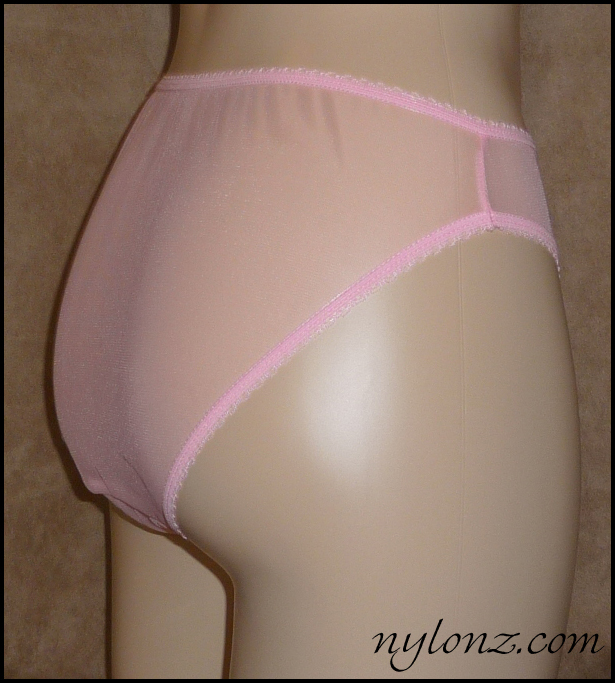 Vintage Style Completely Sheer Transparent Nylon Panties PINK 🇬🇧 NYLONZ