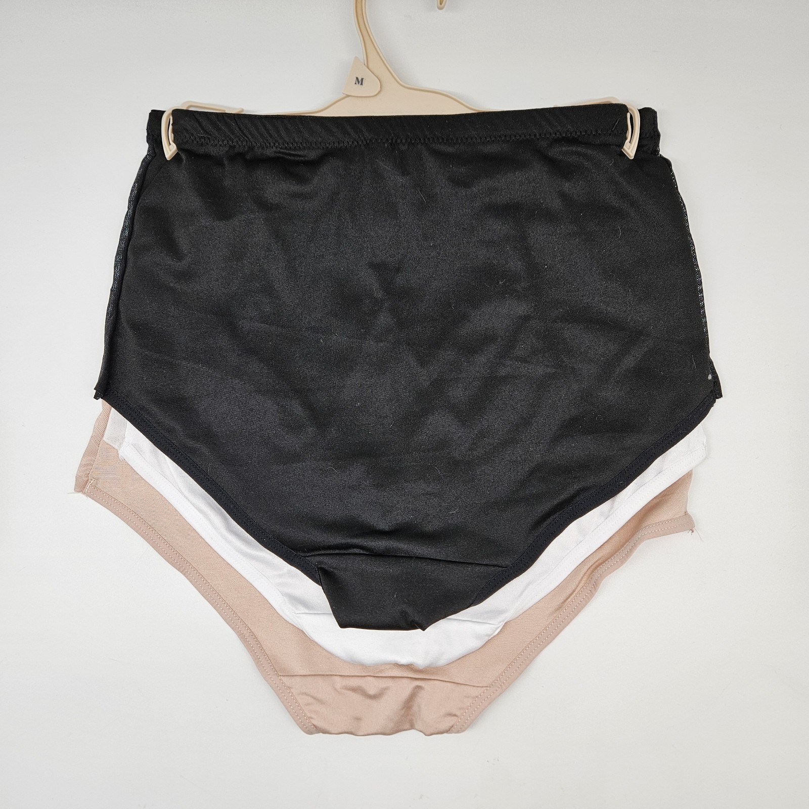 NU BODY 3 Pk Women’s M L 1X 2X Satin Mesh Tummy Brief Panties Black White Beige