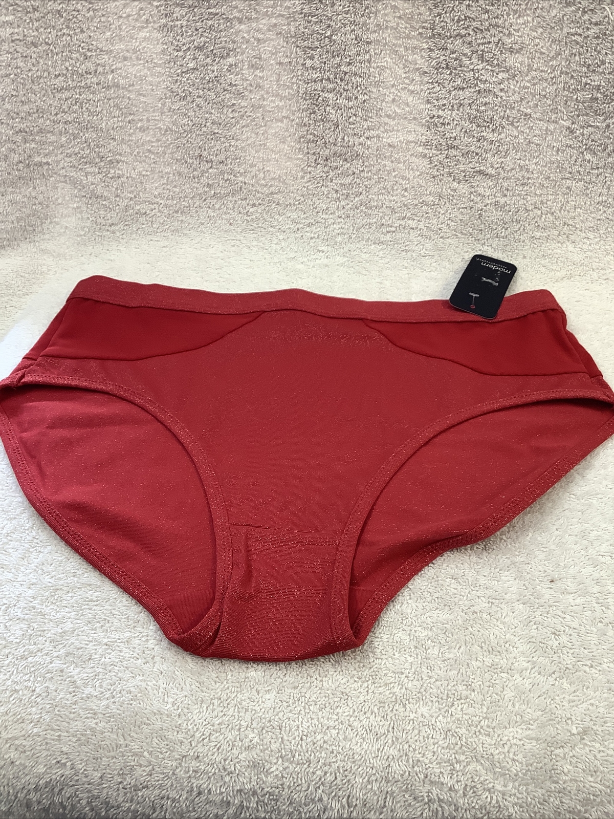 MODERN MOVEMENT RED & GOLD PANTIES 80% NYLON 10% SPANDEX 10% METALLIC W/ MESH