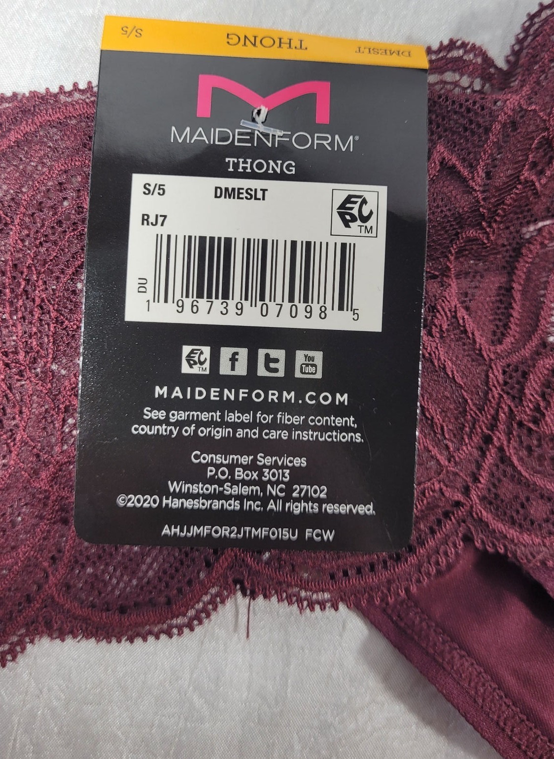 LOT: 3 Pairs Maidenform Luxurious Lace Thong Panties – Plum Wine – Sz S/5