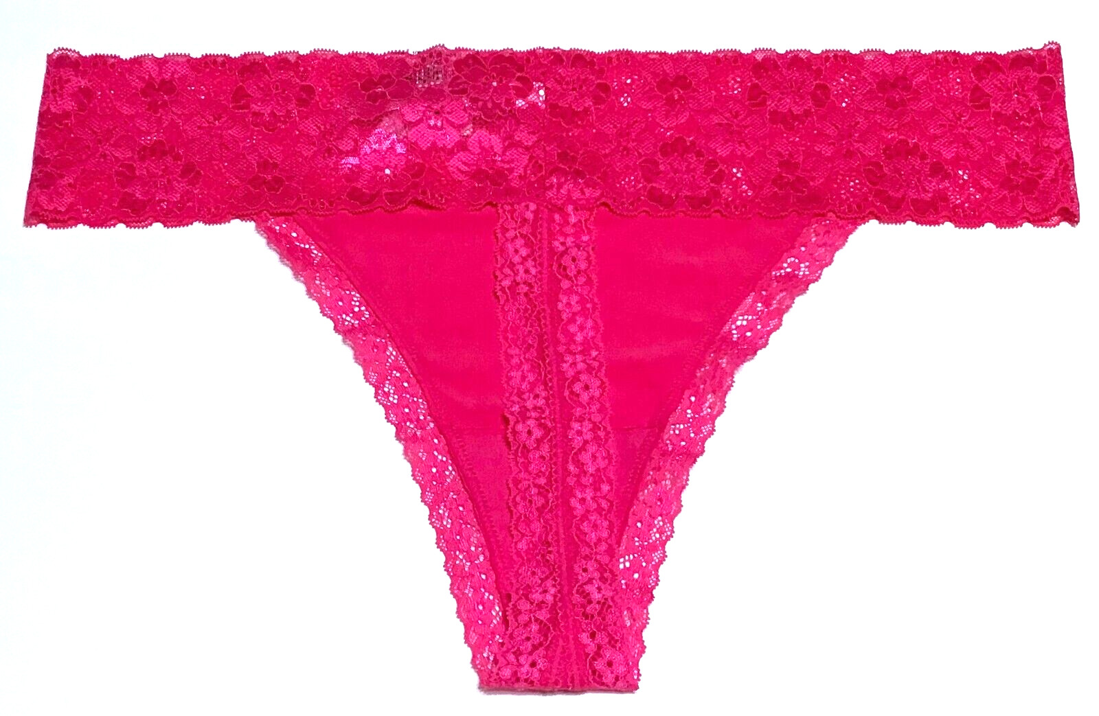 XXL – NWT Jenni pink thong panty, wide lace waistband, $14.99 tag (XX275)